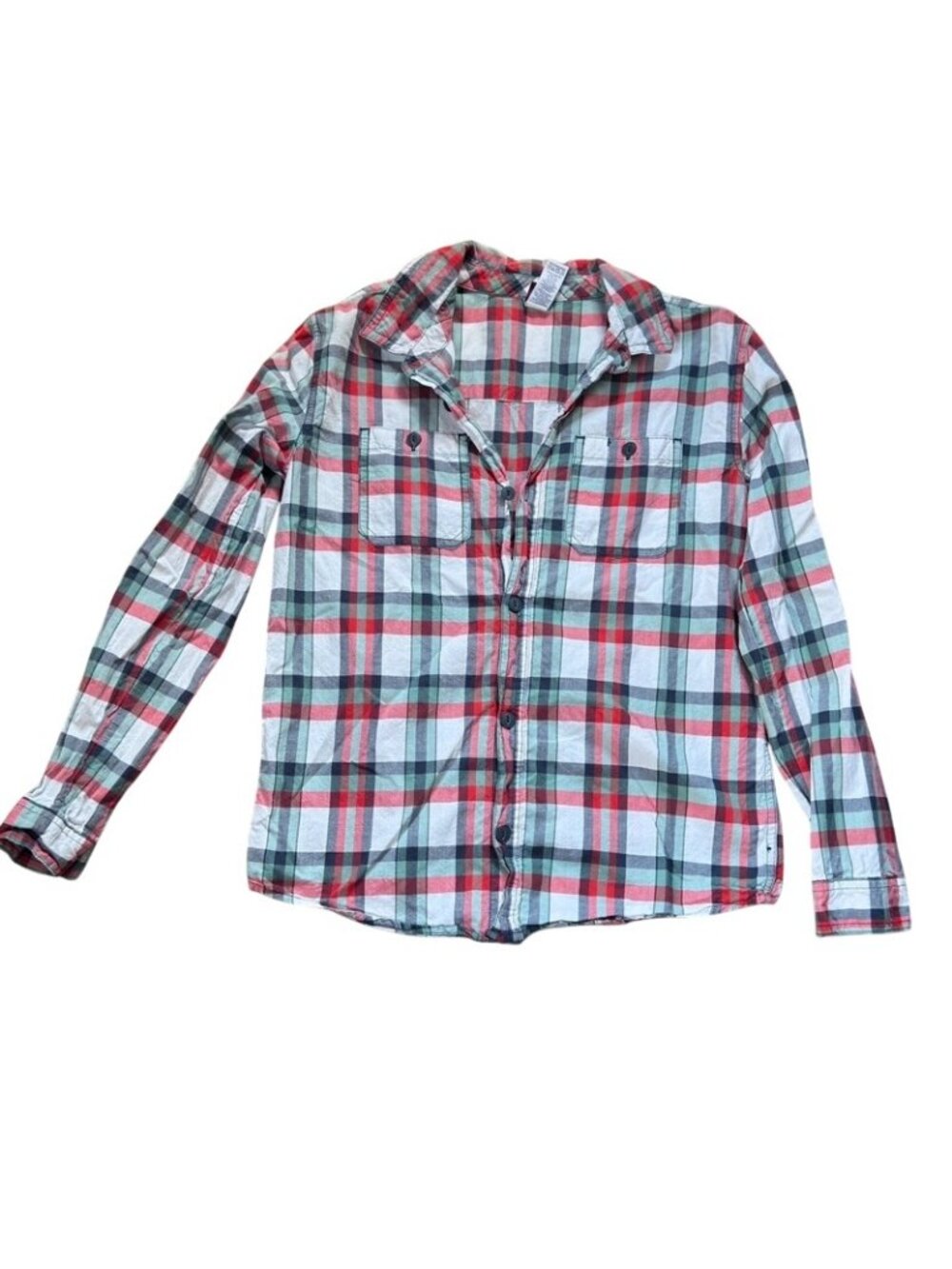 Tea Collection Size 12 Red/Green Plaid 100% Cotton Button Down Shirt